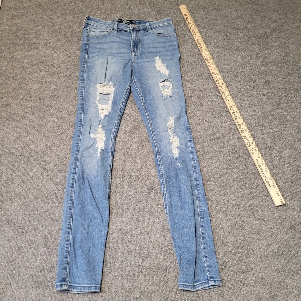 Hollister Jeans Womens Size 28x31 Light Wash Distressed High Rise Super Skinny